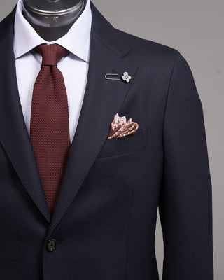 Lardini Solid Navy Iconic Fit Stretch Worsted Flannel Wool Suit Navy 2 5007