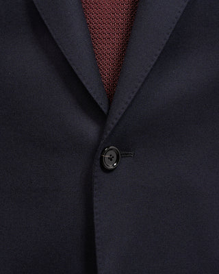 Lardini Solid Navy Iconic Fit Stretch Worsted Flannel Wool Suit Navy 3 5006