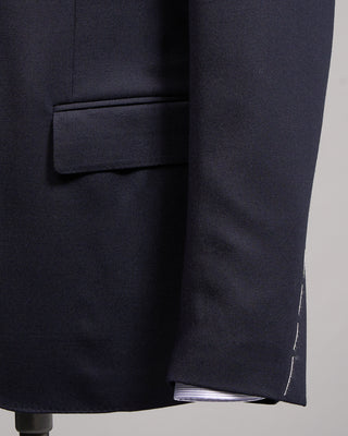 Lardini Solid Navy Iconic Fit Stretch Worsted Flannel Wool Suit Navy 5 5004