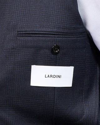 Lardini Tonal Check Iconic Fit Natural Stretch Wool Suit Navy 11 4977