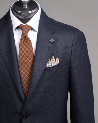 Lardini Tonal Check Iconic Fit Natural Stretch Wool Suit Navy 3 4981