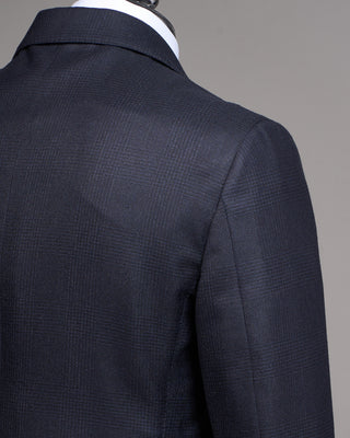 Lardini Tonal Check Iconic Fit Natural Stretch Wool Suit Navy 9 4976