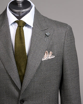 Lardini Peak Lapel Iconic Fit Natural Stretch Wool Suit Black  White 3 4986