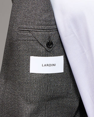 Lardini Peak Lapel Iconic Fit Natural Stretch Wool Suit Black  White 9 4988