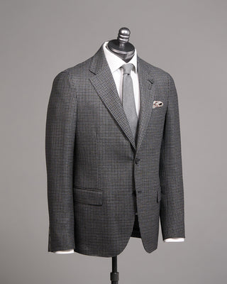 Lardini Elegant Houndstooth Iconic Fit Twisted Wool Suit Grey  Black 1