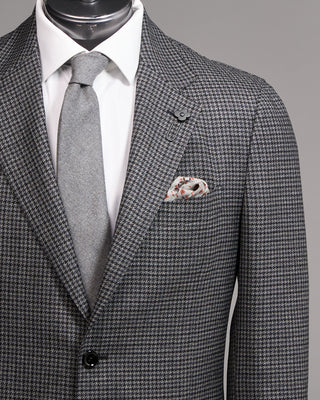 Lardini Elegant Houndstooth Iconic Fit Twisted Wool Suit Grey  Black 2