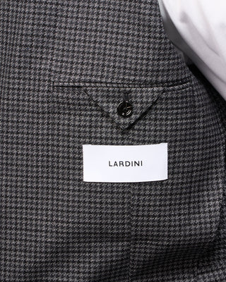 Lardini Elegant Houndstooth Iconic Fit Twisted Wool Suit Grey  Black 7
