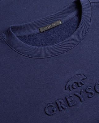 Greyson Stalking Wolf Embossed Crewneck Navy 2