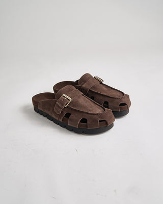 Grenson Dale 114667 Dark Brown Suede Slide Sandals Chocolate 1083