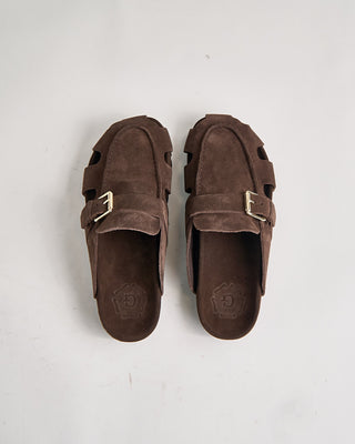 Grenson Dale 114667 Dark Brown Suede Slide Sandals Chocolate 1088