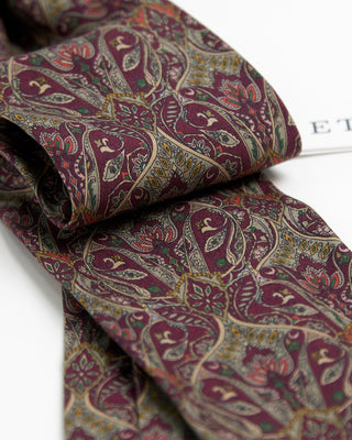 Eton Burgundy Floral Print Silk Tie Burgundy  1