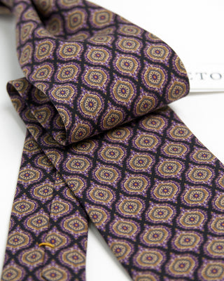 Eton Purple Medallion Print Silk Tie Purple  1