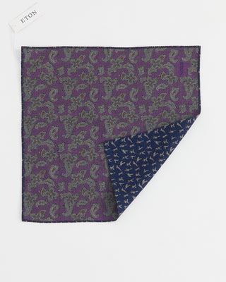 Eton Two Sided Wool Flannel Pocket Square Purple 1