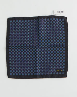Eton Black Geometric Silk Pocket Square Black 1