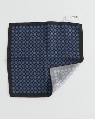 Eton Black Geometric Silk Pocket Square Black 1 1