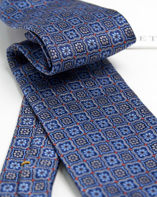 Eton Navy Blue Floral Silk Tie Navy  1