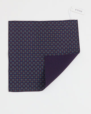 Eton Navy Blue Two Side Wool Flannel Pocket Square Navy 1