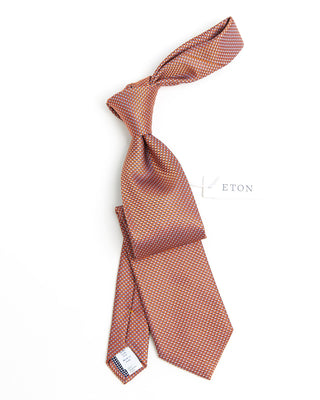 Eton Orange Geometric Print Silk Tie Orange 