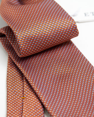 Eton Orange Geometric Print Silk Tie Orange  1