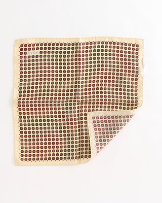 Eton Geometric Print Silk Pocket Square Ivory  1
