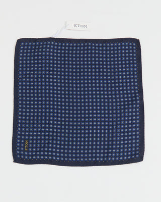 Eton Geometric Print Silk Pocket Square Navy 1