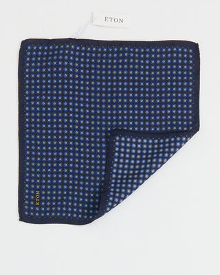 Eton Geometric Print Silk Pocket Square Navy 1 1