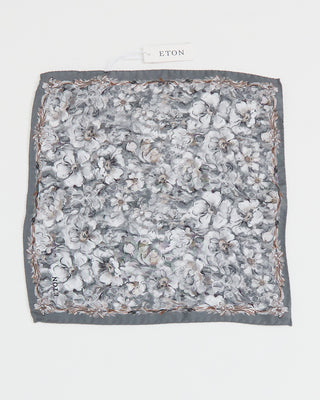 Eton Floral Print Silk Pocket Square Grey 1