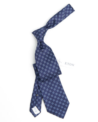 Eton Navy Blue Floral Silk Tie Navy 