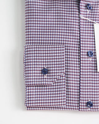 Eton Twill Houndstooth Slim Shirt Red  2