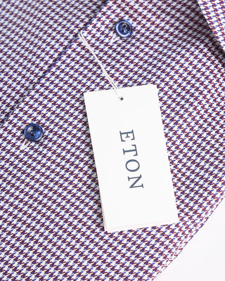 Eton Twill Houndstooth Slim Shirt Red  3