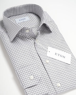 Eton King Twill Houndstooth Slim Shirt Grey 0 2