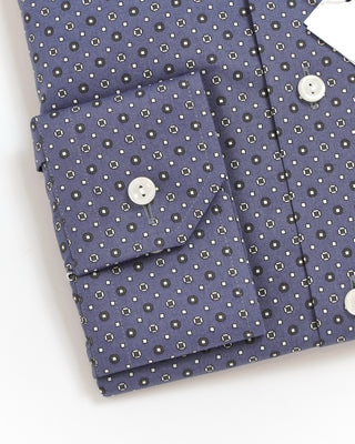 Eton Geometric Print Signature Twill Slim Shirt Blue  1