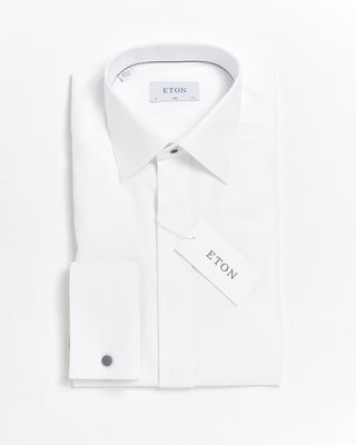 Eton Pin Dot Fine Piqué Slim Evening Shirt White 0 1