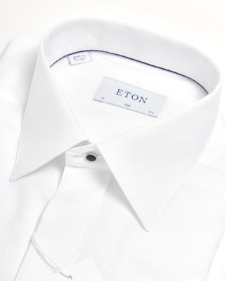 Eton Pin Dot Fine Piqué Slim Evening Shirt White 0 2