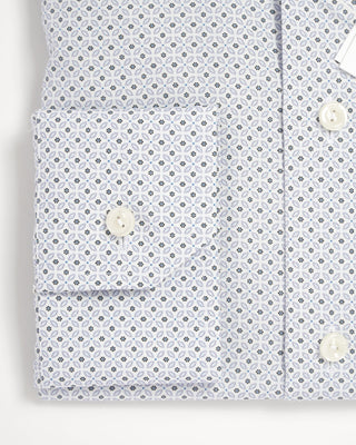 Eton Micro Floral Print Poplin Slim Shirt Light Blue 0 1