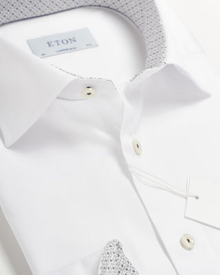 Eton Signature Twill Contemporary Shirt W Geometric Trim White 0 3