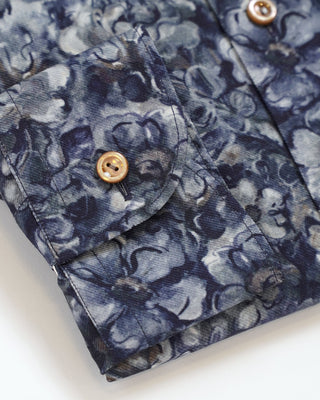 Eton Floral Print Merino Wool Contemporary Shirt Blue  3