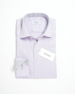 Eton Fine Twill Contemporary Shirt W Geometric Contrast Mauve 0