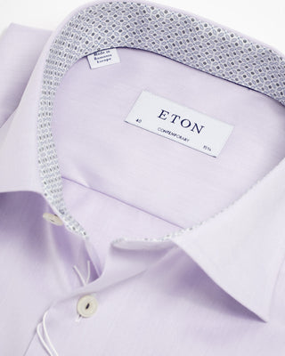 Eton Fine Twill Contemporary Shirt W Geometric Contrast Mauve 0 1