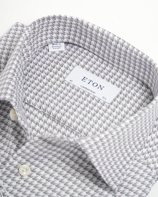 Eton King Twill Houndstooth Contemporary Shirt Grey 0