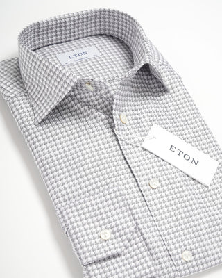 Eton King Twill Houndstooth Contemporary Shirt Grey 0 2