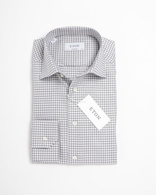 Eton King Twill Houndstooth Contemporary Shirt Grey 0 3