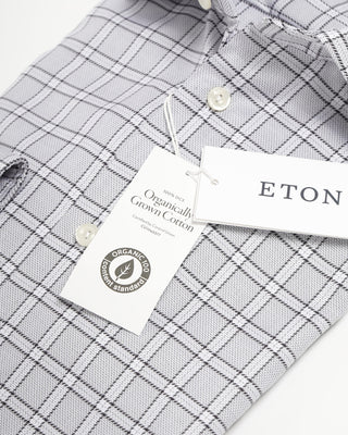 Eton Check Twill Contemporary Shirt Grey 0