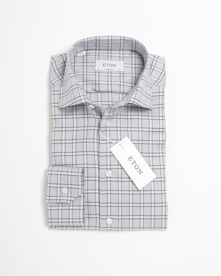 Eton Check Twill Contemporary Shirt Grey 0 3
