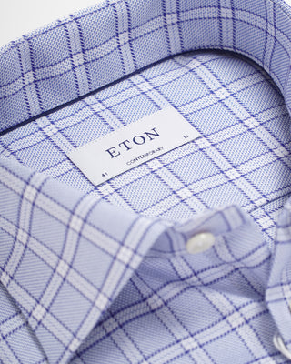 Eton Check Twill Contemporary Shirt Blue 0 2
