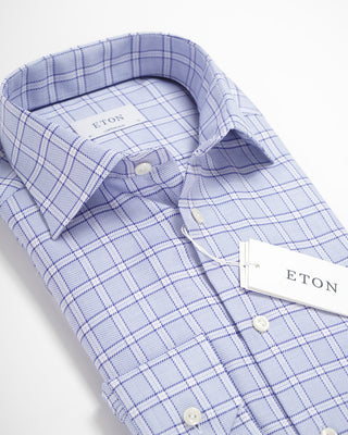Eton Check Twill Contemporary Shirt Blue 0 3