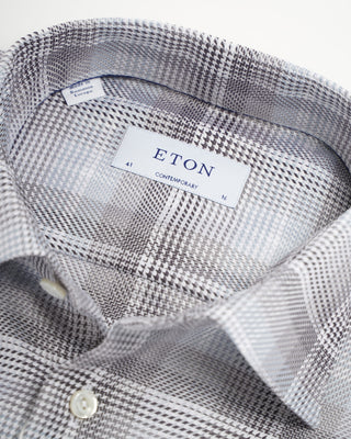 Eton King Twill Bold Check Contemporary Shirt Grey 0