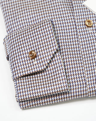 Eton Twill Houndstooth Contemporary Shirt Brown  1