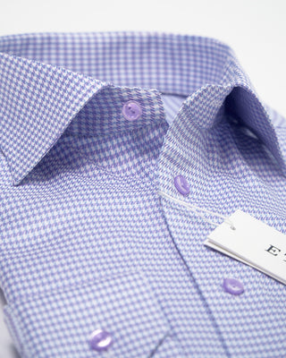 Eton Twill Houndstooth Contemporary Shirt Purple 