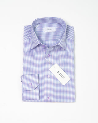 Eton Twill Houndstooth Contemporary Shirt Purple  2